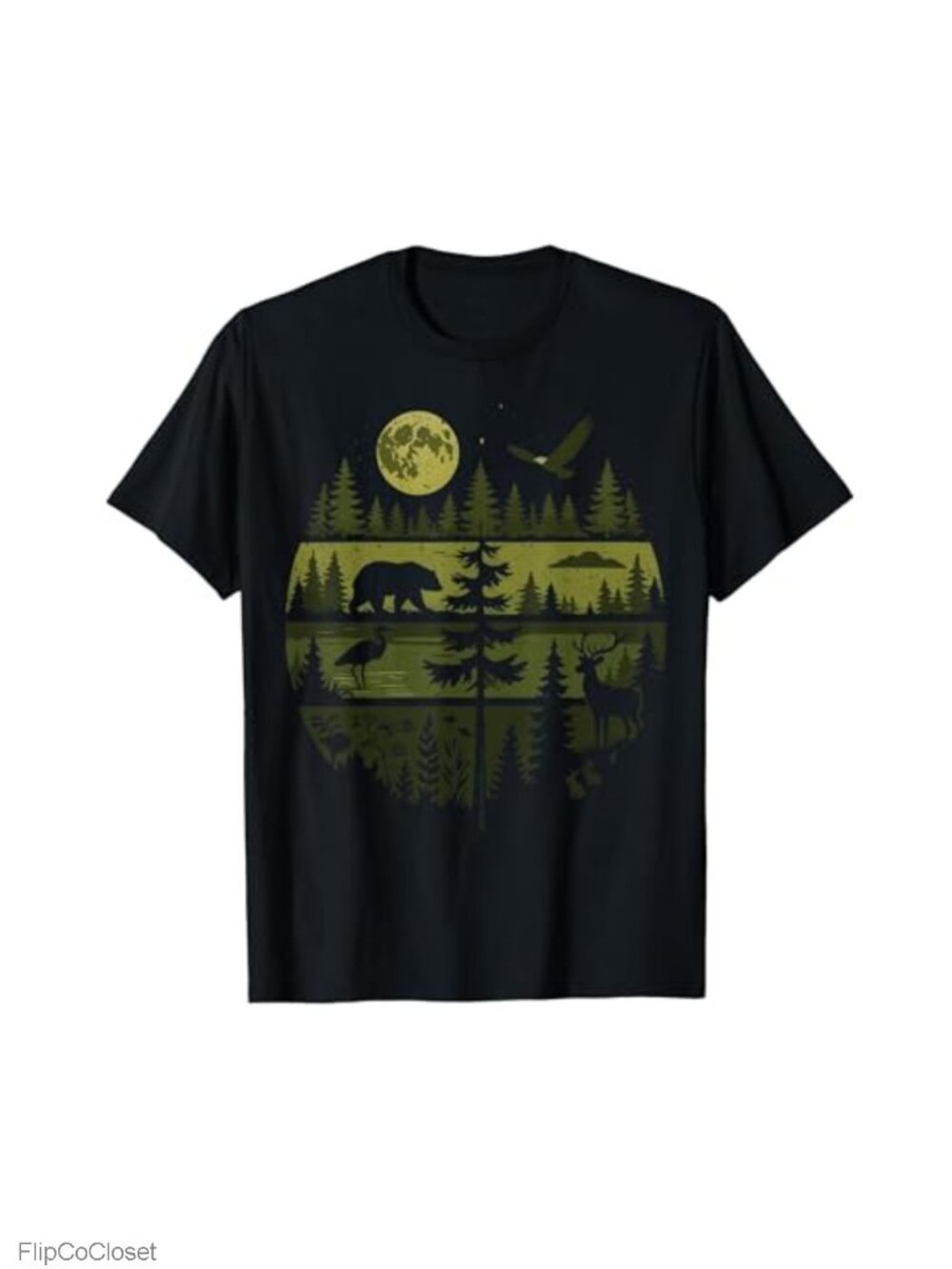 Retro Nature Wildlife Outdoor Graphic Tee Short Sleeve Cotton Classic Fit
